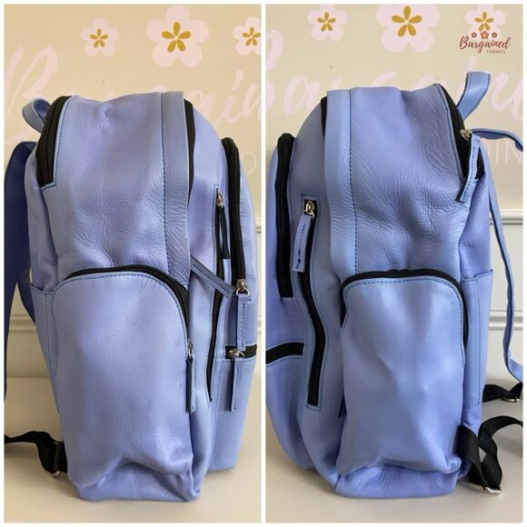 New Unbranded Genuine Blue Smooth Leather Medium Backpack - Picture 6 of 12